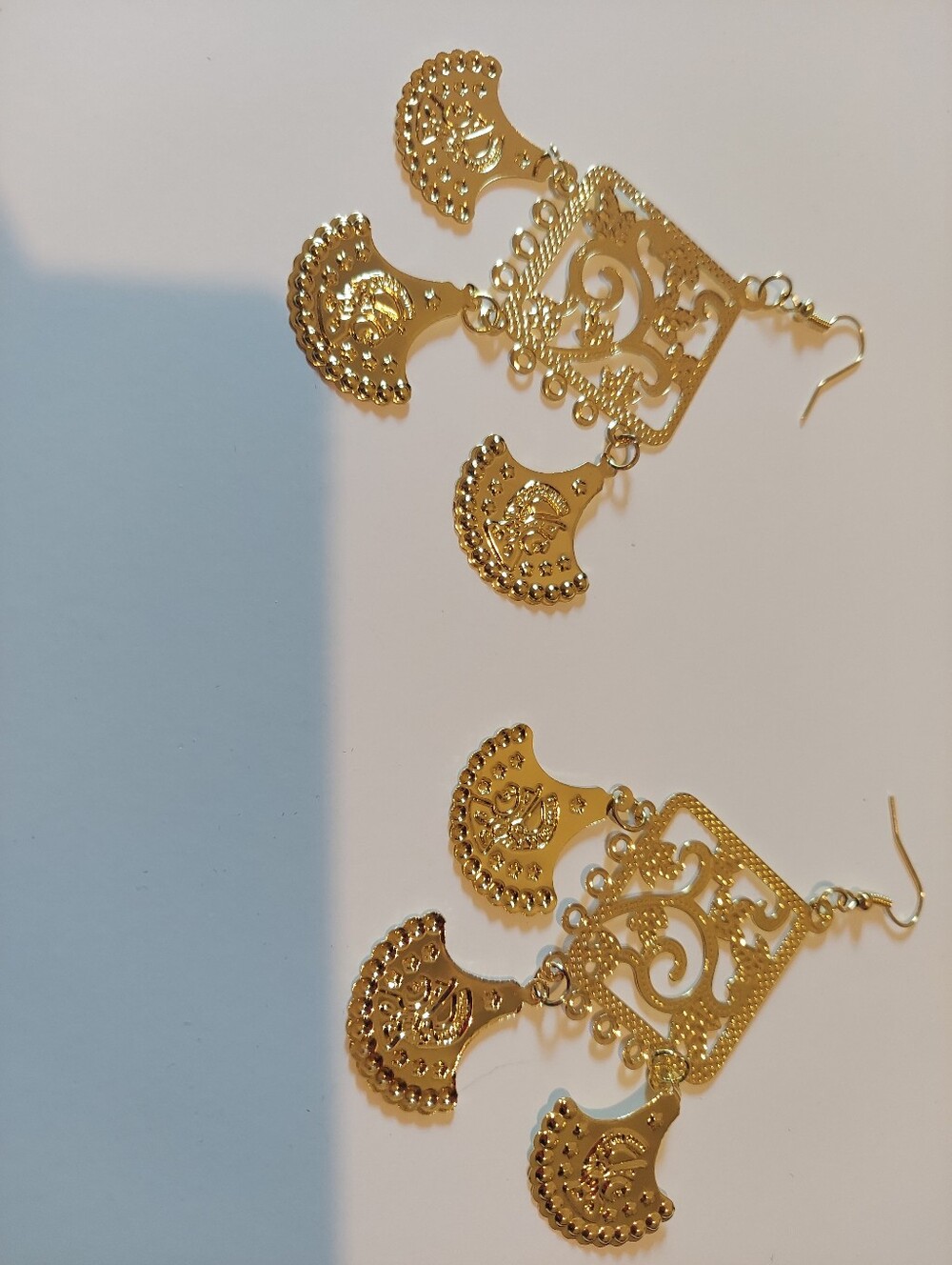 Gold Filigree Dangle Earrings - Elegant Women Jewelry